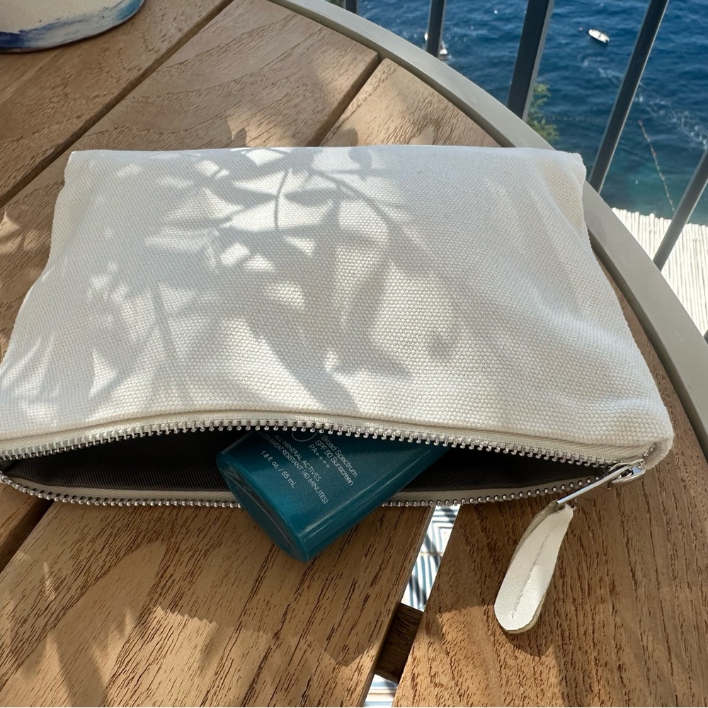 White Canvas Zipper Pouch